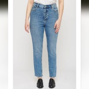 High Waist Slim Leg Blue Jeans